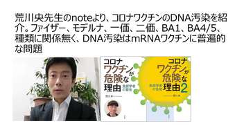 荒川央先生のnoteより、コロナワクチンのDNA汚染を紹介。ファイザー、モデルナ、一価、二価、BA1、BA4/5、種類に関係無く、DNA汚染はmRNAワクチンに普遍的な問題